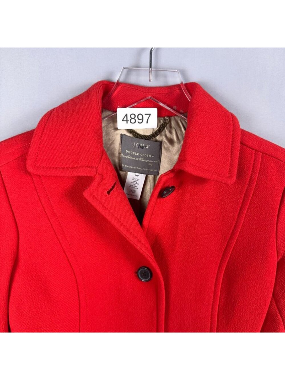 J. Crew Red Double Cloth Wool Coat Size 00Petite Fully Lined Winter Outerwear - Picture 10 of 10